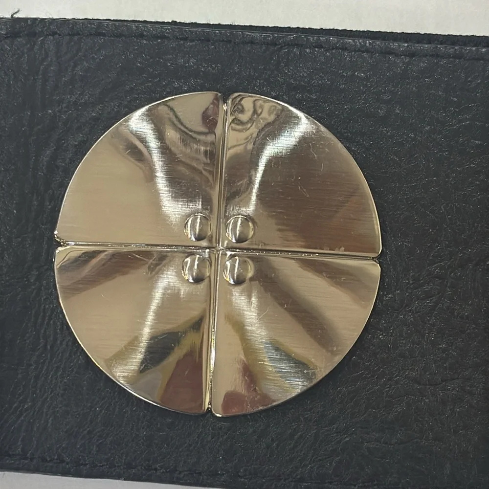 Black Silver Disc Stretch Belt‎